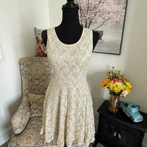 Ya Los Angeles Cream Fit and Flare Cocktail Dress